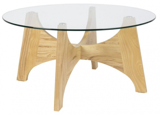 Couchtisch 'Kobe' Rund 80cm - Natur/Glas