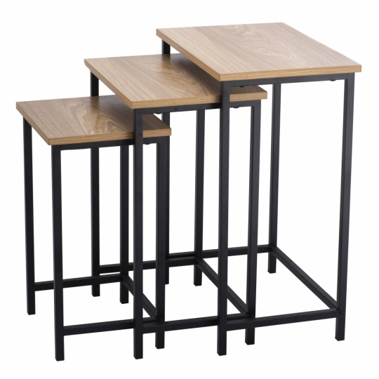 Tischset von 3 'Grums'- Schwarz/Holz