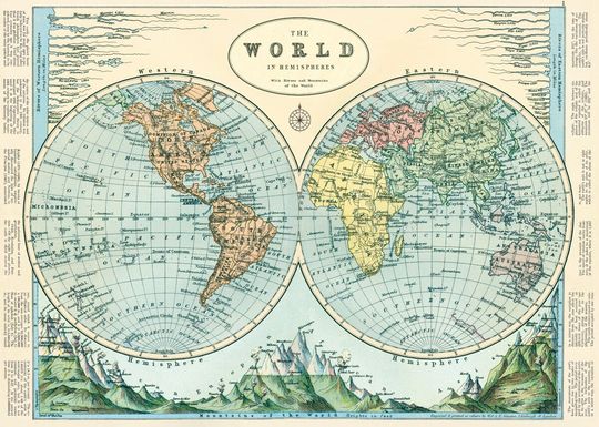 Plakat - Weltkarte Hemisphären