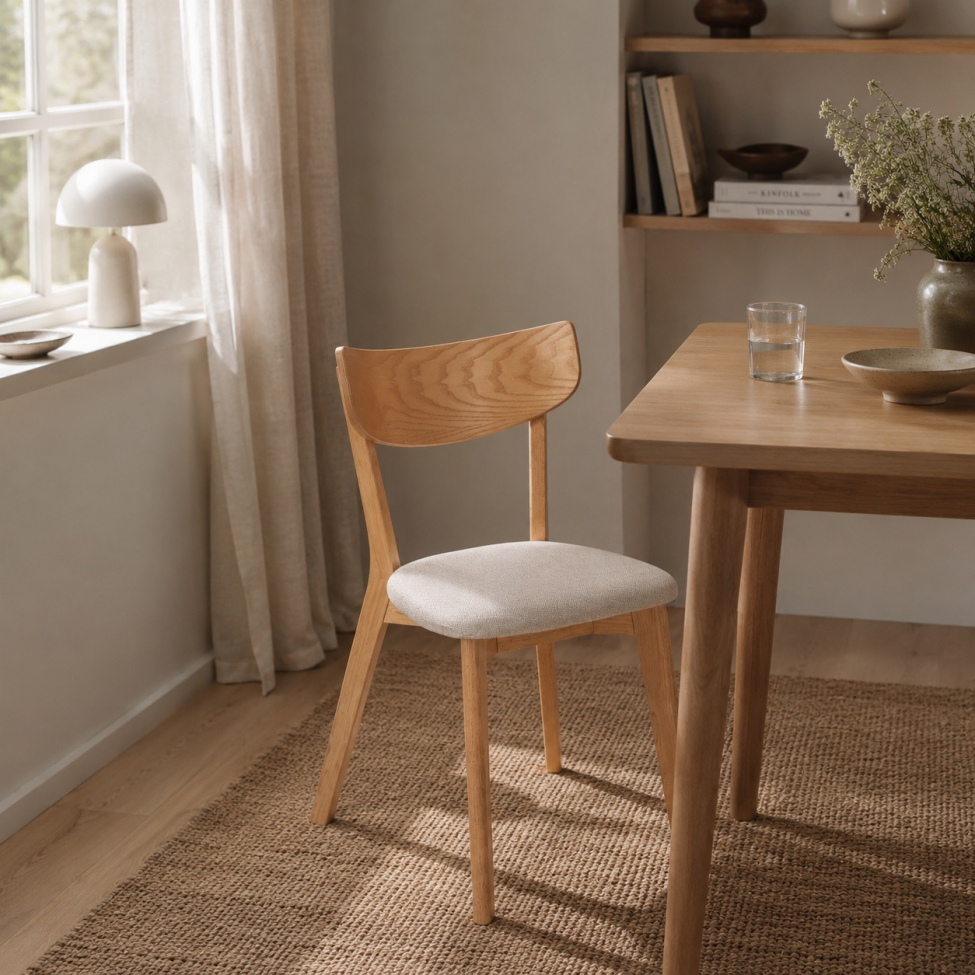Stuhl 'Saba' – Eiche/Beige
