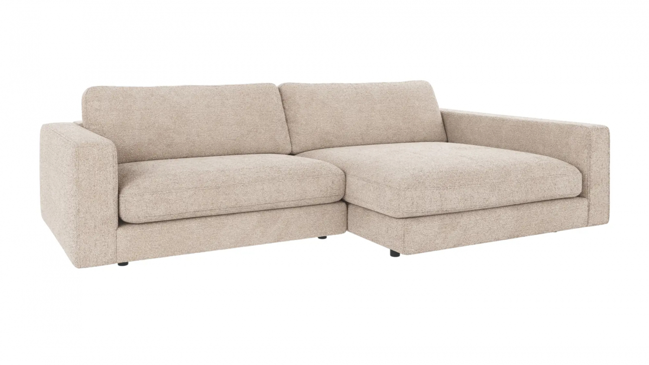 3-Sitzer-Sofa 'Duncan' Chaiselongue H - Hellgrau