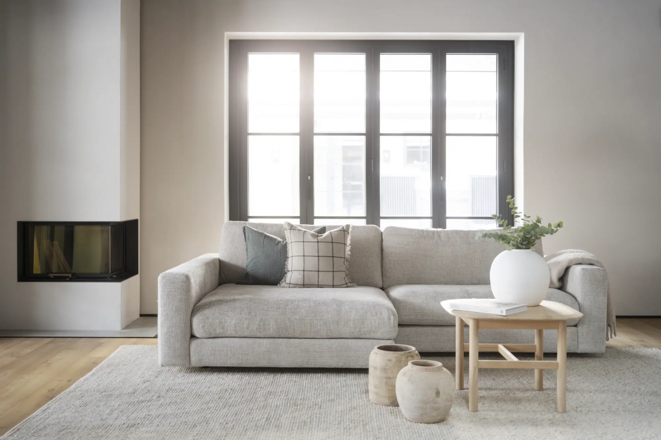 3-Sitzer-Sofa 'Duncan' Chaiselongue V - Hellgrau