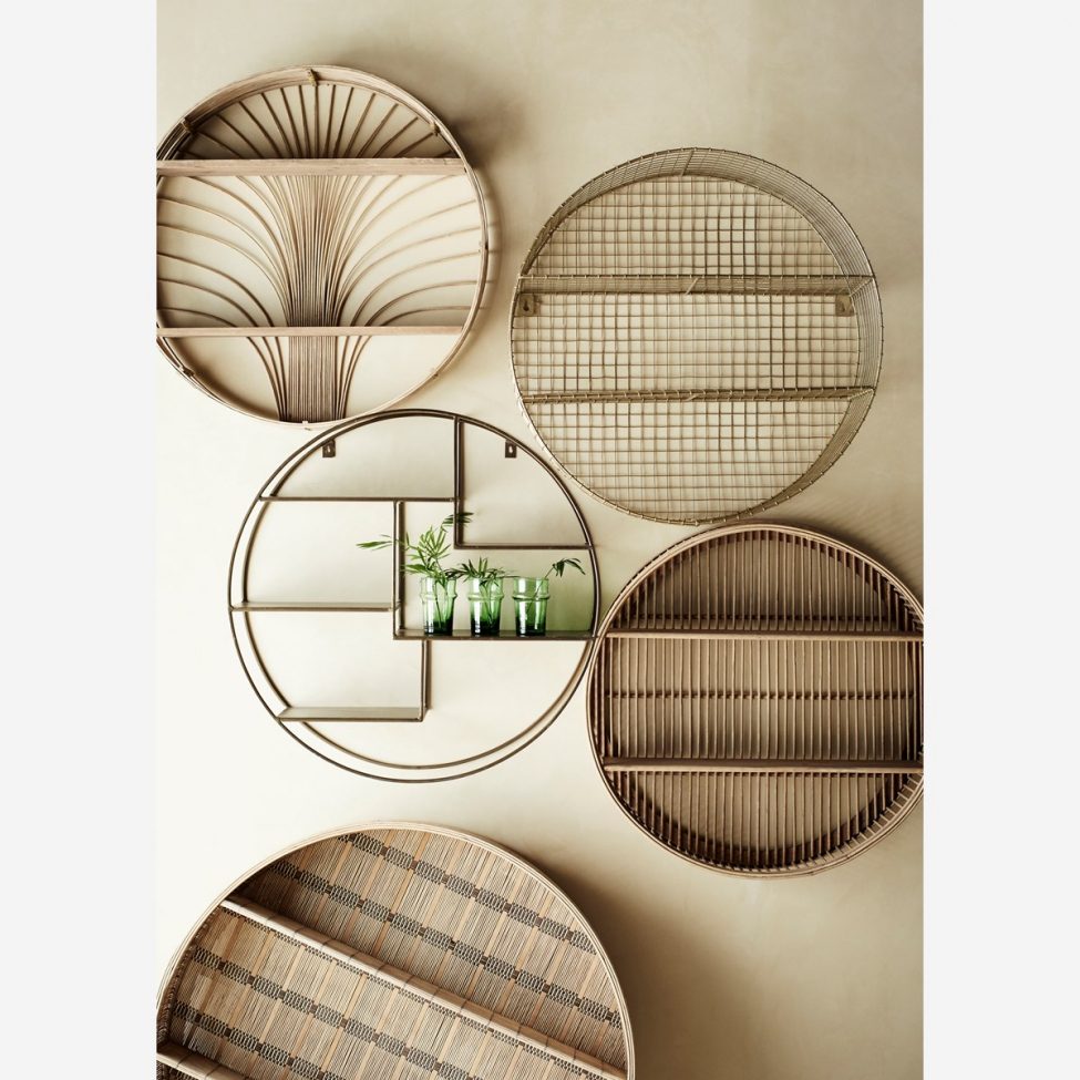 Rundes Wandregal 'Bamboo' - Rattan