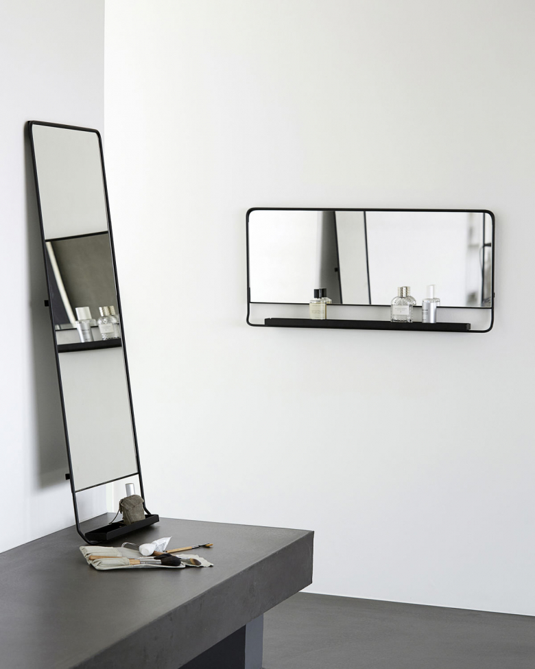 Spiegel mit Ablage 'Chic' 40x80cm - Schwarz 