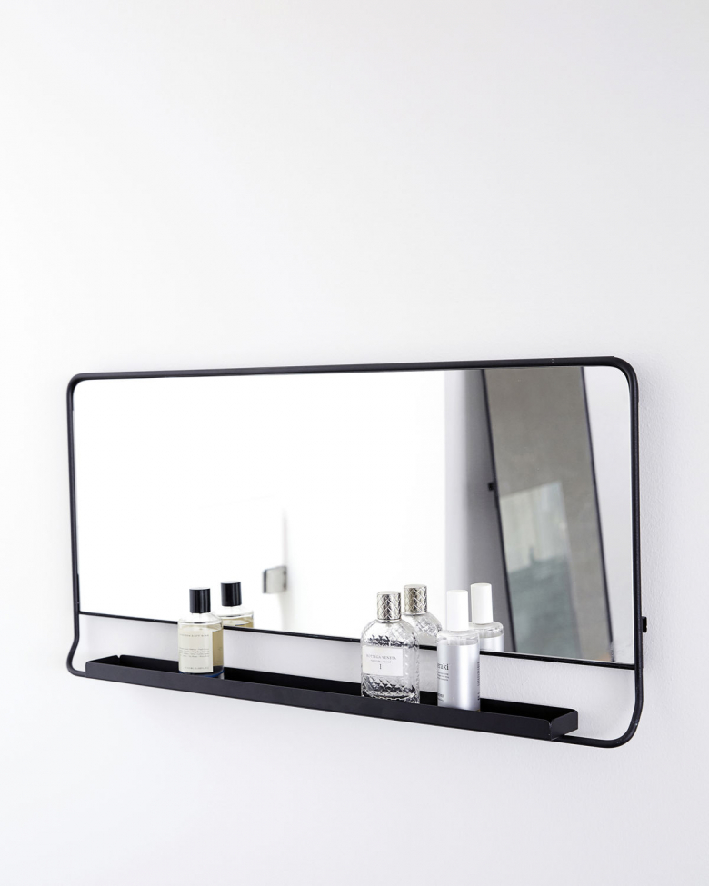 Spiegel mit Ablage 'Chic' 40x80cm - Schwarz 