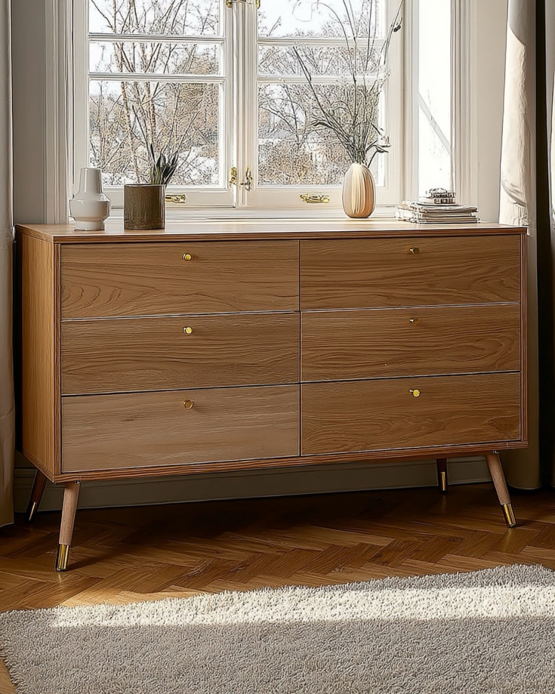 Kommode 'Prime' 6 Schubladen - Eiche