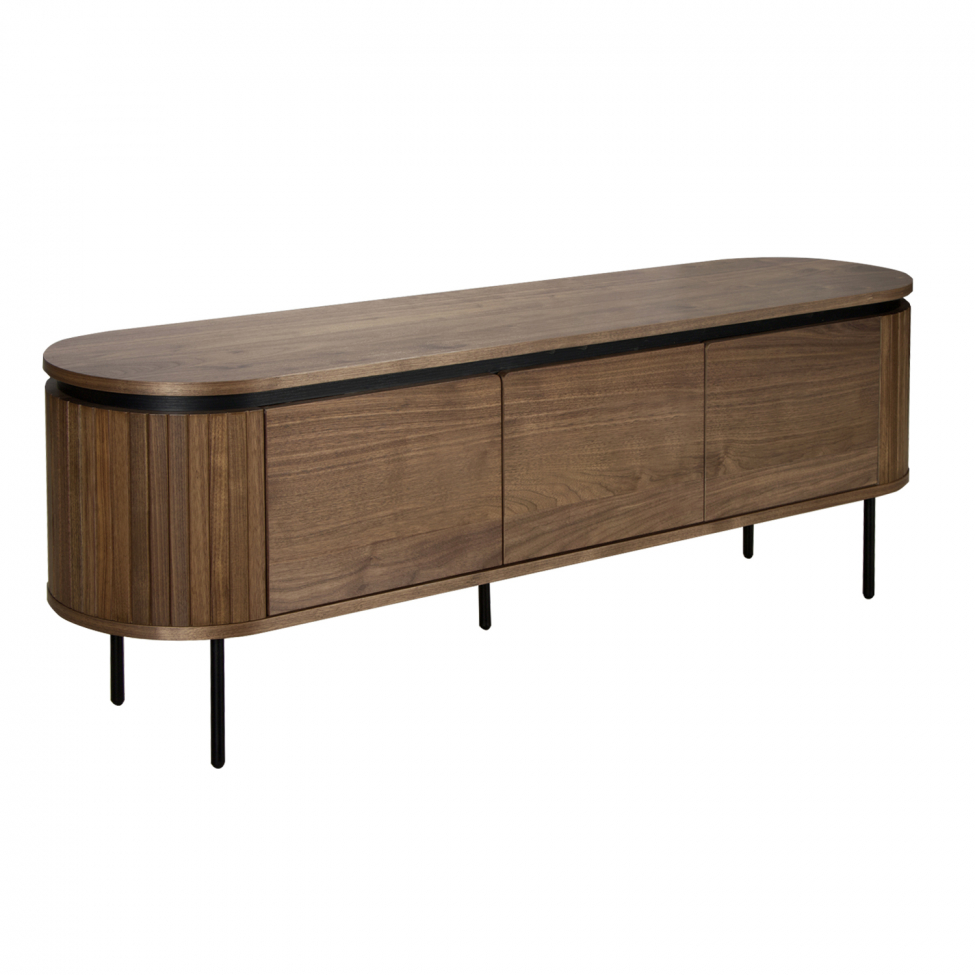 Tv-bank 'Kärra' - Walnuss/Schwarz