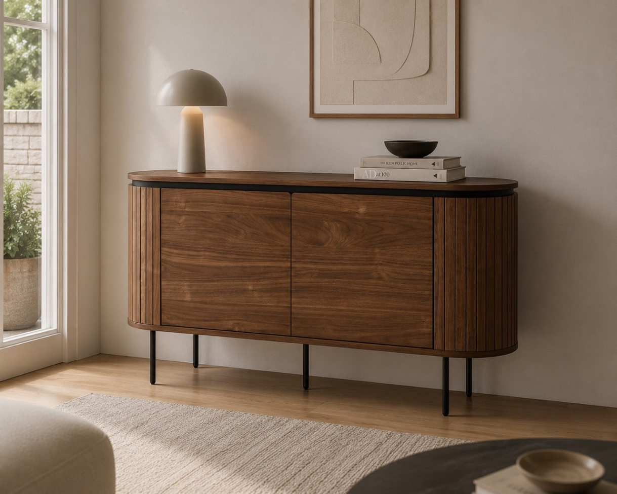 Sideboard 'Kärra' - Walnuss/Schwarz
