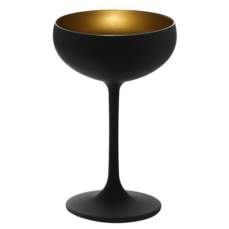 Champagnerschale 'Olympic' 6pSchwarz / Gold Glas