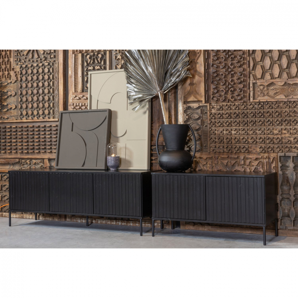 TV-Ständer 'New Gravure' 100 cm - Schwarz/Schwarz