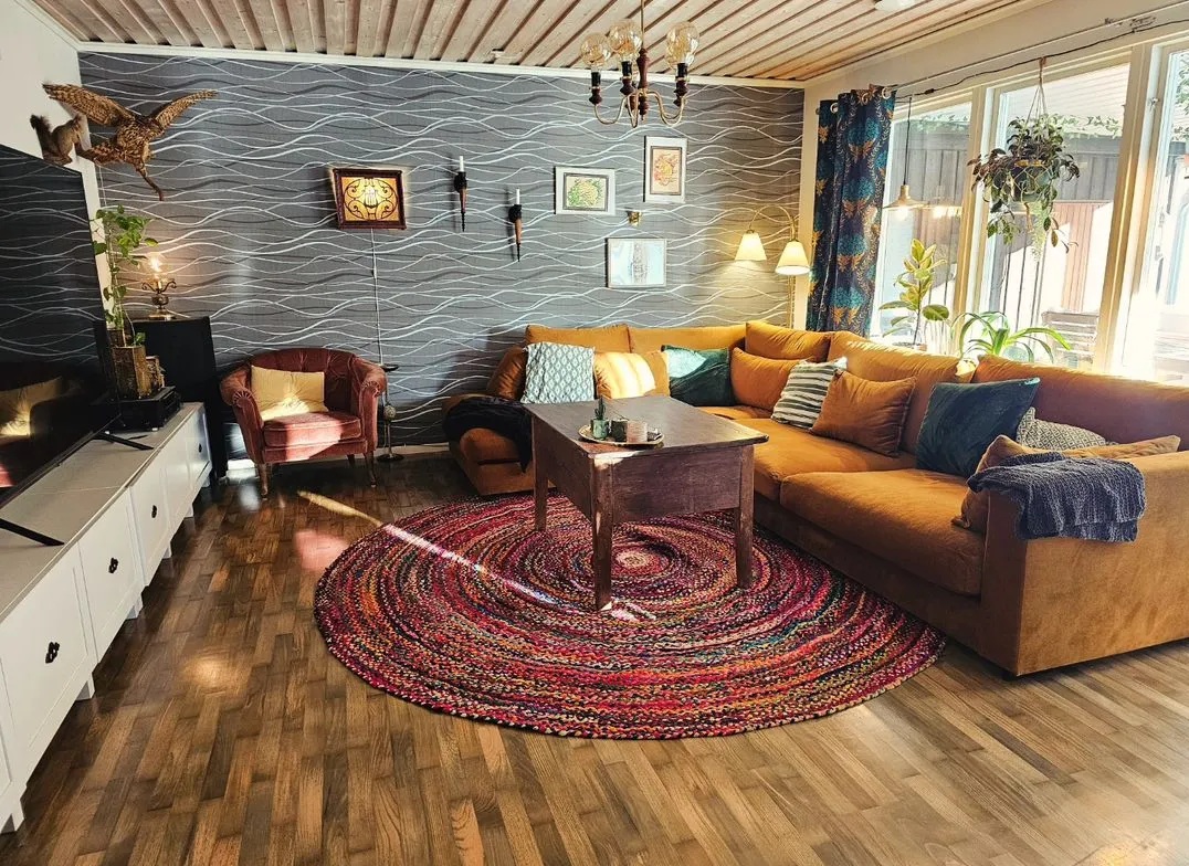 Runder Teppich 'Flätan' 160cm - Mehrfarbig