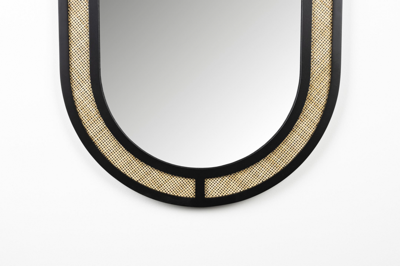 Spiegel 'Aida' Oval - Natur/Schwarz