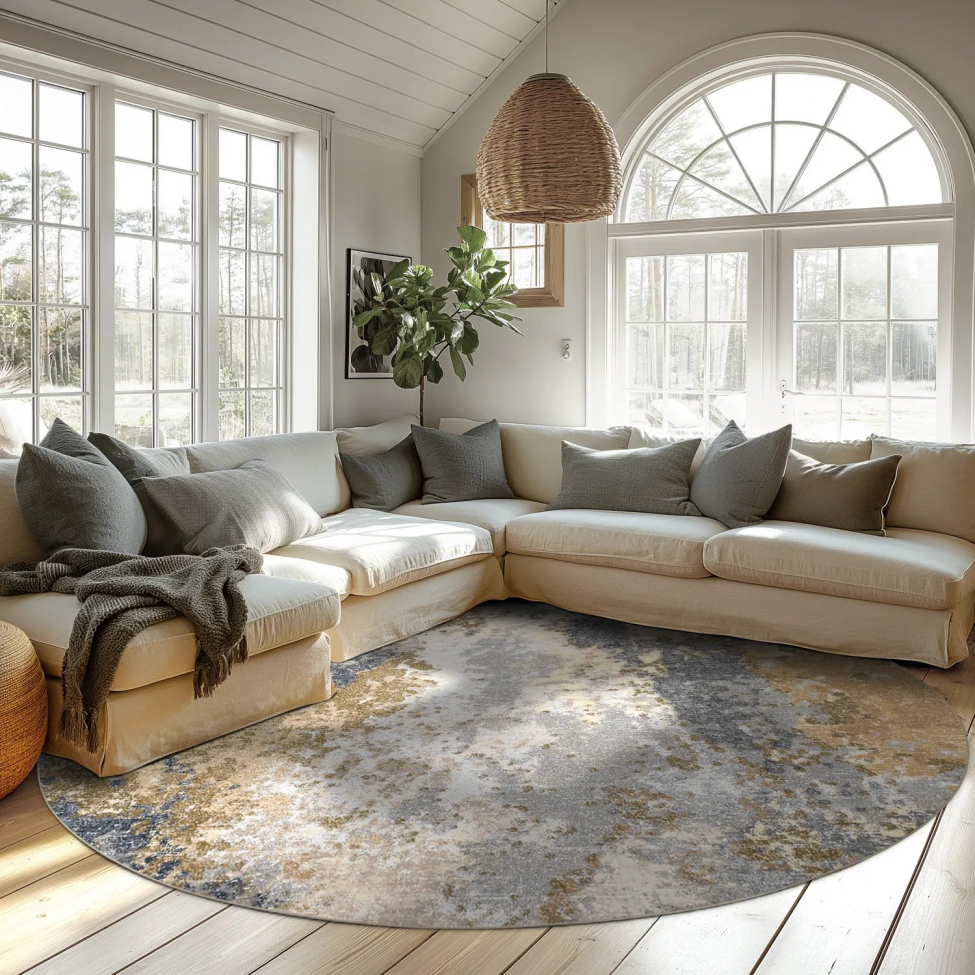 Runder Teppich 'Travale' 180cm - Grau/Mehrfarbig