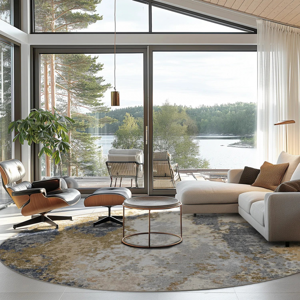 Runder Teppich 'Travale' 180cm - Grau/Mehrfarbig