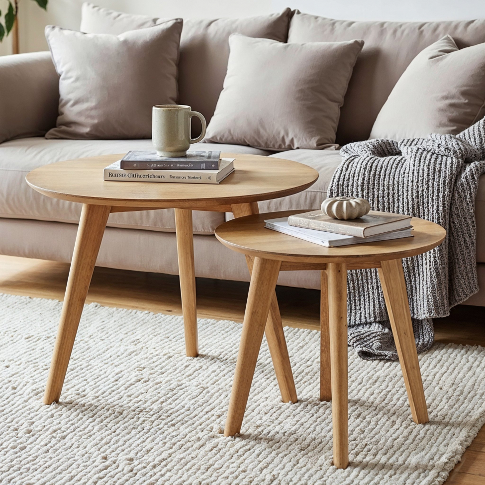 Couchtisch Rund 'Nagano' 2er-Set - Eiche