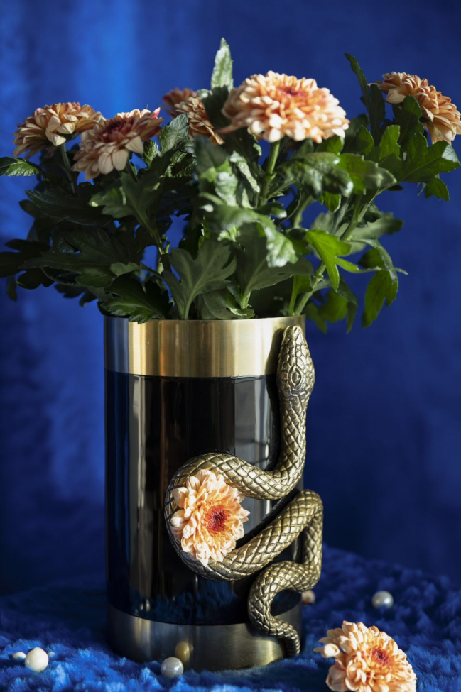 Vase 'Snake' - Gold/Schwarz
