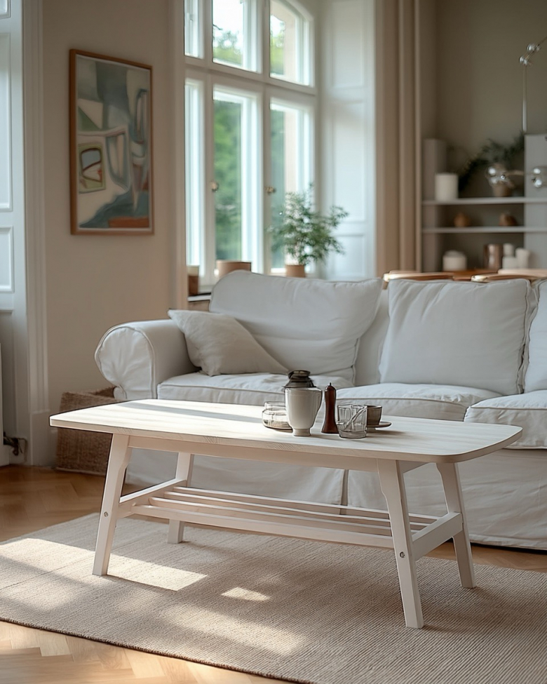 Couchtisch 'Créme'- Weiß pigmentiert