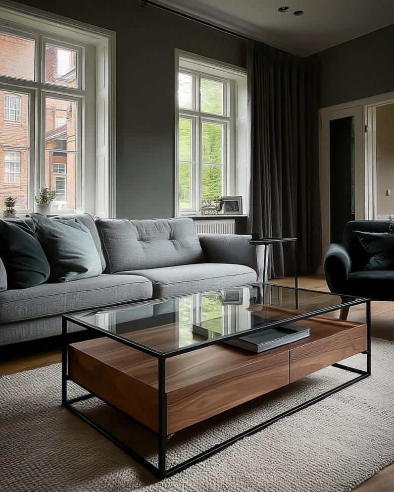 Couchtisch 'Detroit' - Walnuss/Schwarz