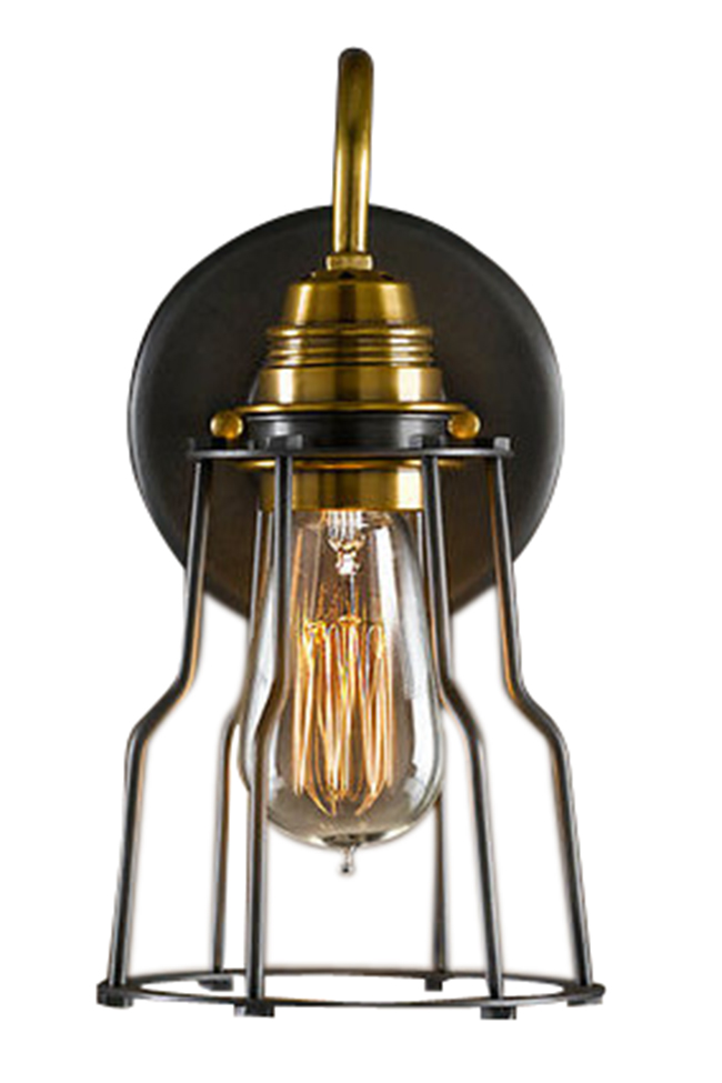 Wandleuchte Vintage - Messing/Stahlgeflecht