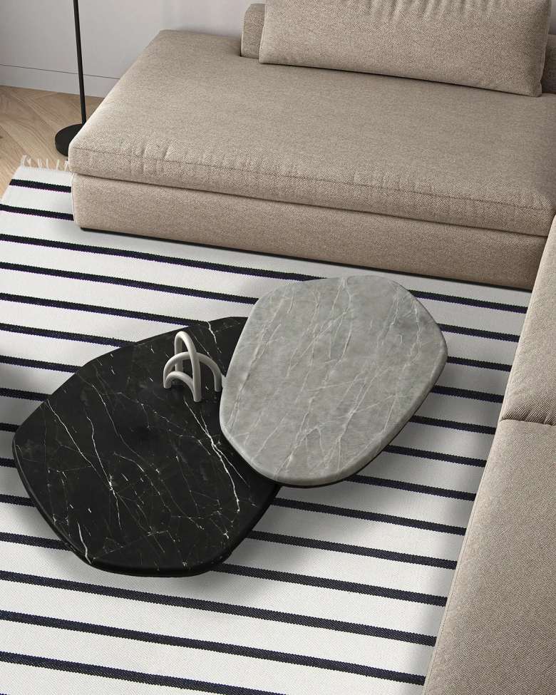 Baumwollteppich 'Helle' 200x290cm - Weiß/Schwarz