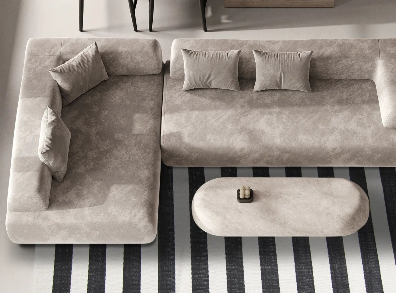 Baumwollteppich 'Nilo' 200x290cm - Weiß/Schwarz