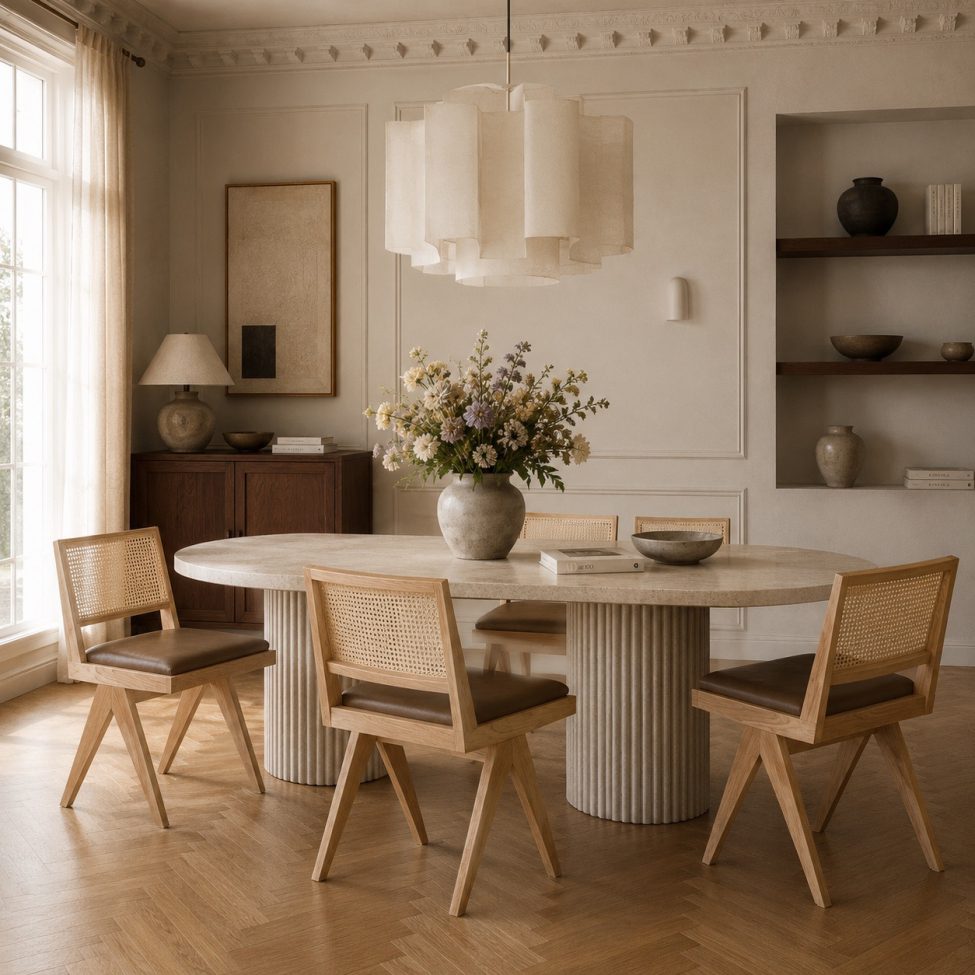Sessel 'Jean' – Braune Eiche/Rattan