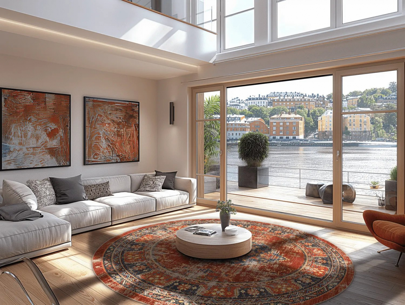 Runder Teppich 'Soussi' 120cm - Rot/Mehrfarbig