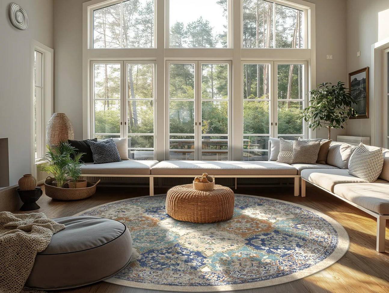 Runder Teppich 'Bohemia' 120cm - Blau/Mehrfarbig