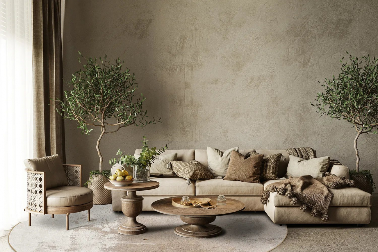 Runder Teppich 'Bornos' 120cm - Beige/Grau