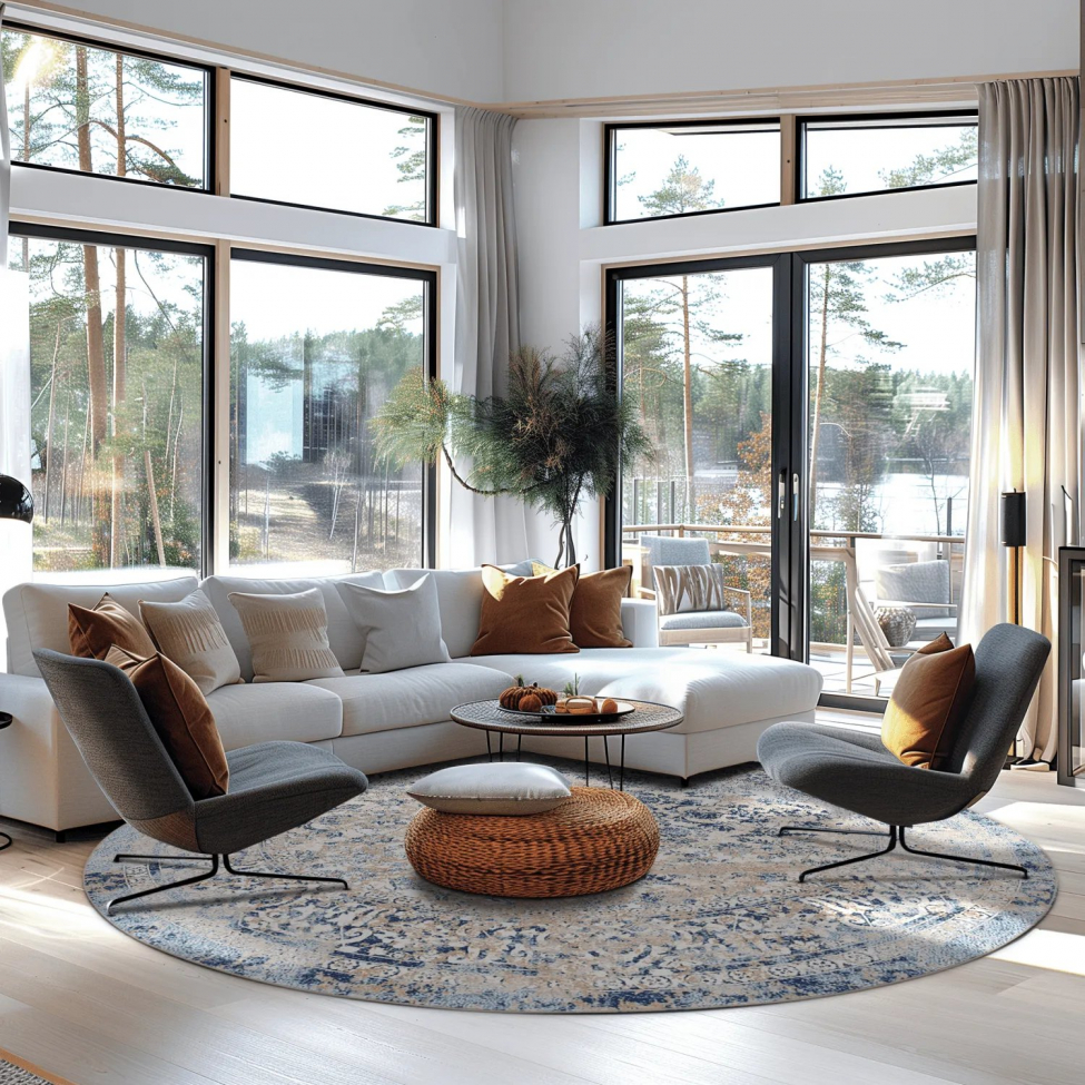 Runder Teppich 'Denizli' 120cm - Blau