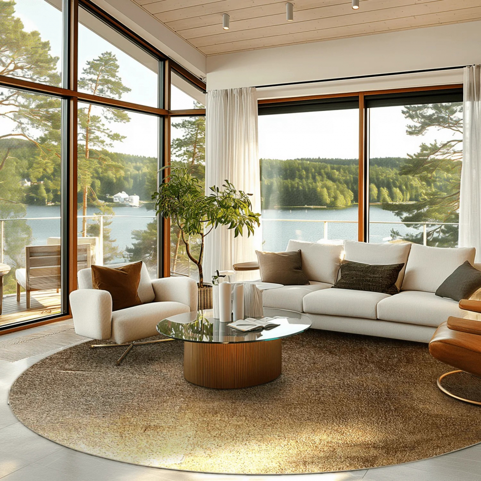 Runder Teppich 'Oristano' 120cm – Braun