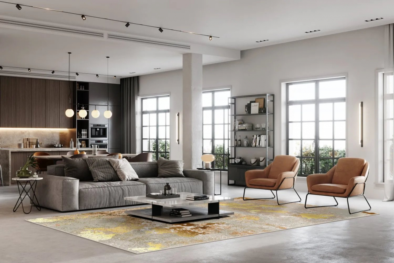 Wilton Teppich 'Elena' 240x240cm - Beige/Gold