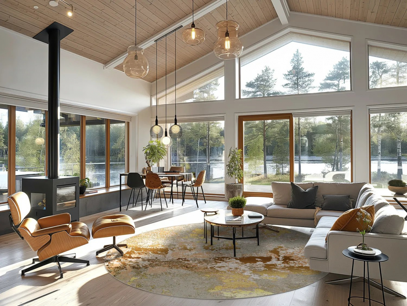 Runder Teppich 'Elena' 120cm - Beige/Gold