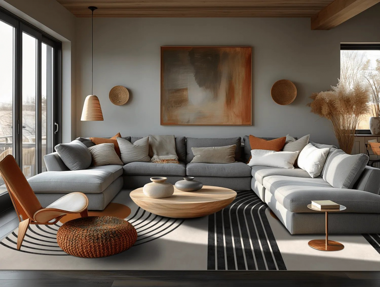 Wilton Teppich 'Moudania' 200x280cm - Beige/Schwarz/Orange