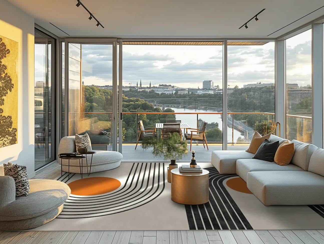 Wilton Teppich 'Moudania' 200x280cm - Beige/Schwarz/Orange