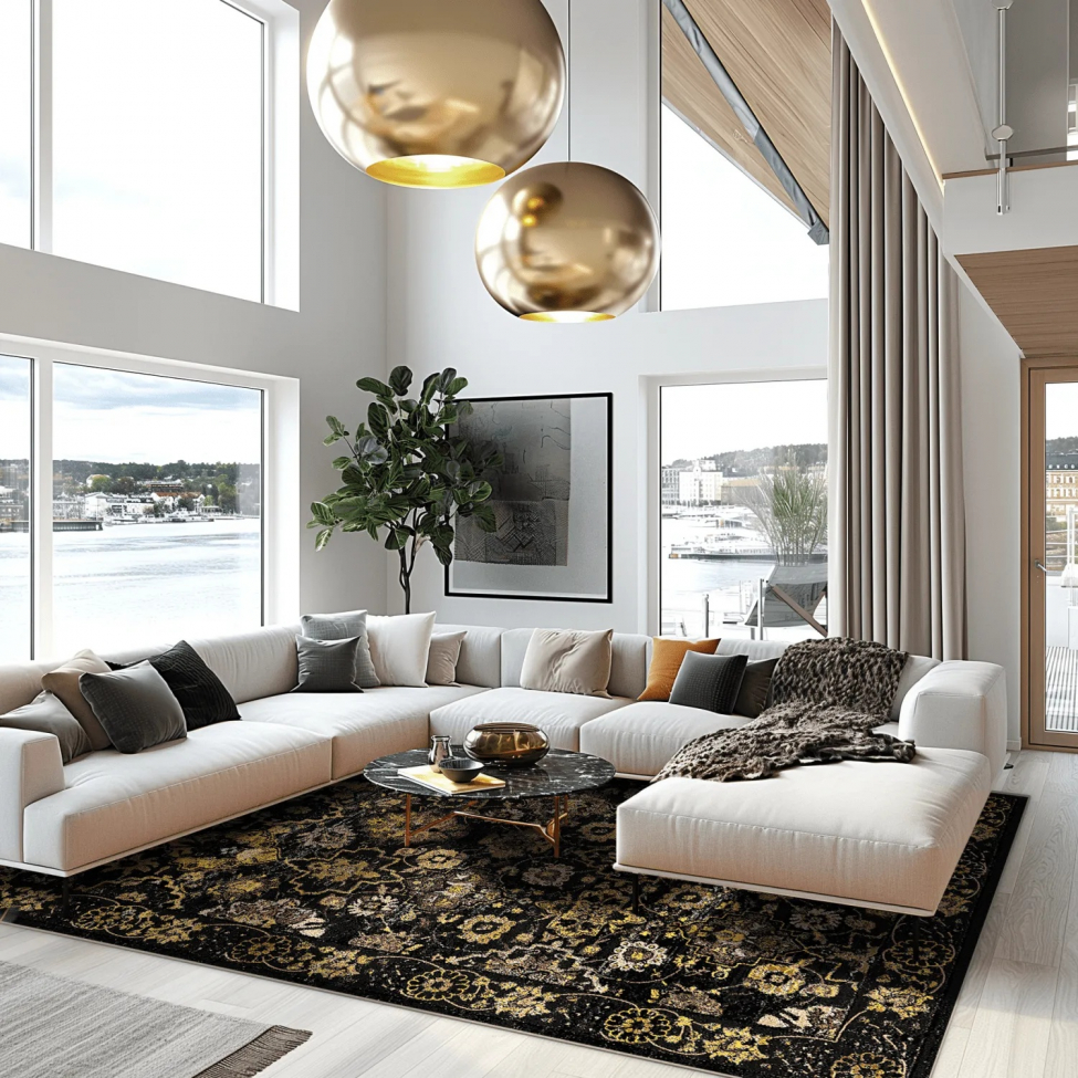 Wilton-Teppich 'Fernana' 200x280cm – Schwarz/Gold