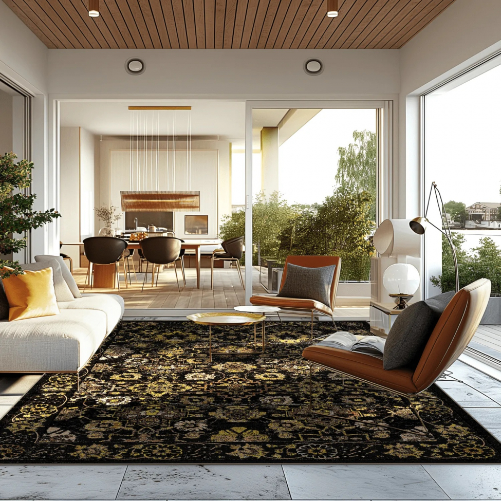 Wilton-Teppich 'Fernana' 200x280cm – Schwarz/Gold