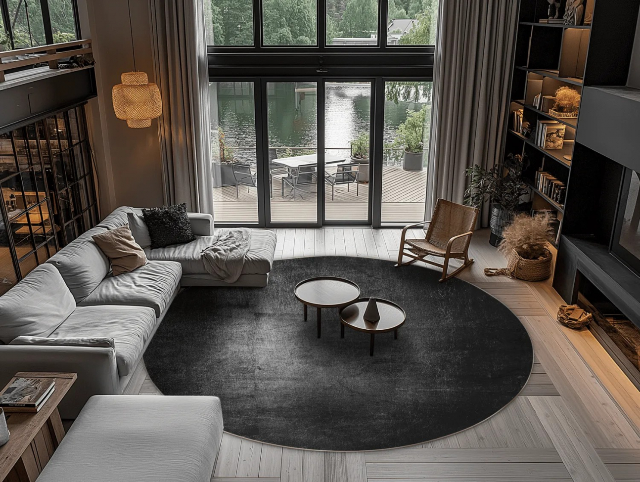 Runder Teppich 'Serifos' 120cm – Dunkelgrau