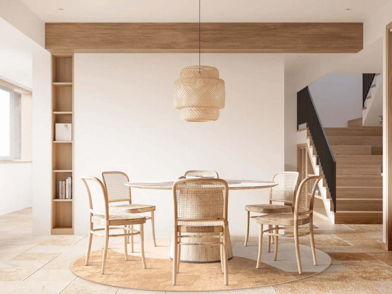 Runder Teppich 'Lazio' 120cm - Beige/Rosa