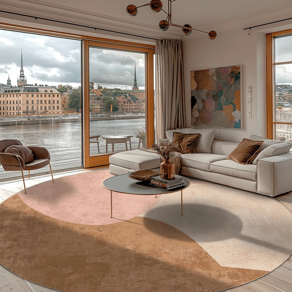 Runder Teppich 'Lazio' 120cm - Beige/Rosa