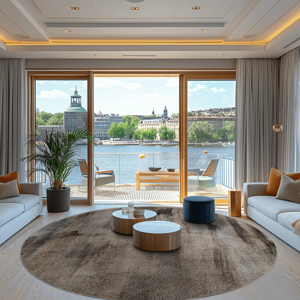 Runder Teppich 'Polia' 240cm - Grau/Braun