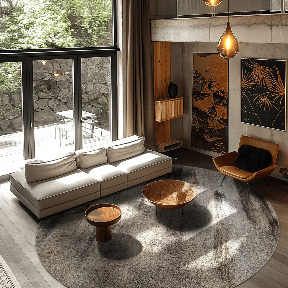 Runder Teppich 'Polia' 240cm - Grau/Braun