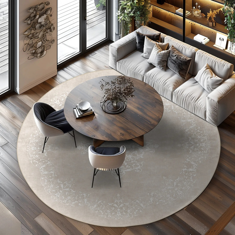 Runder Teppich 'Santi' 120cm - Beige/Weiß