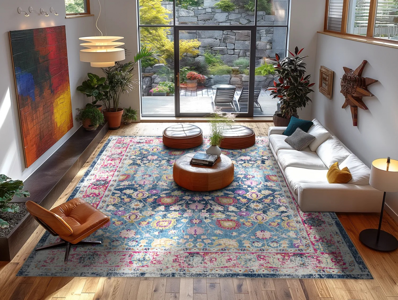 Wilton-Teppich 'Bouhjar' 160x230cm – Blau/Rosa/Mehrfarbig