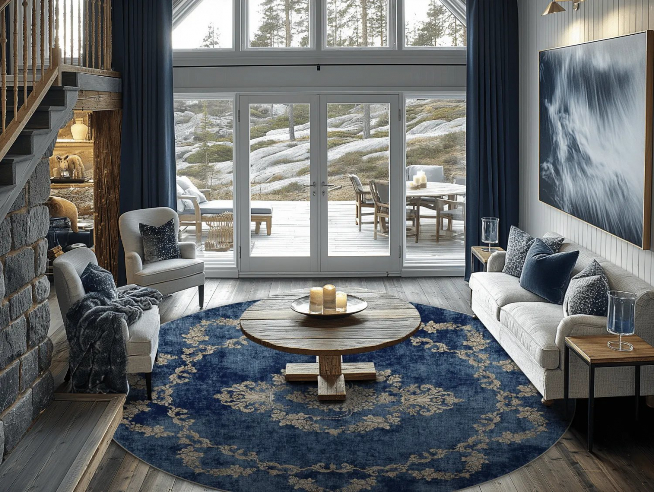 Runder Teppich 'Taknis' 120cm - Blau