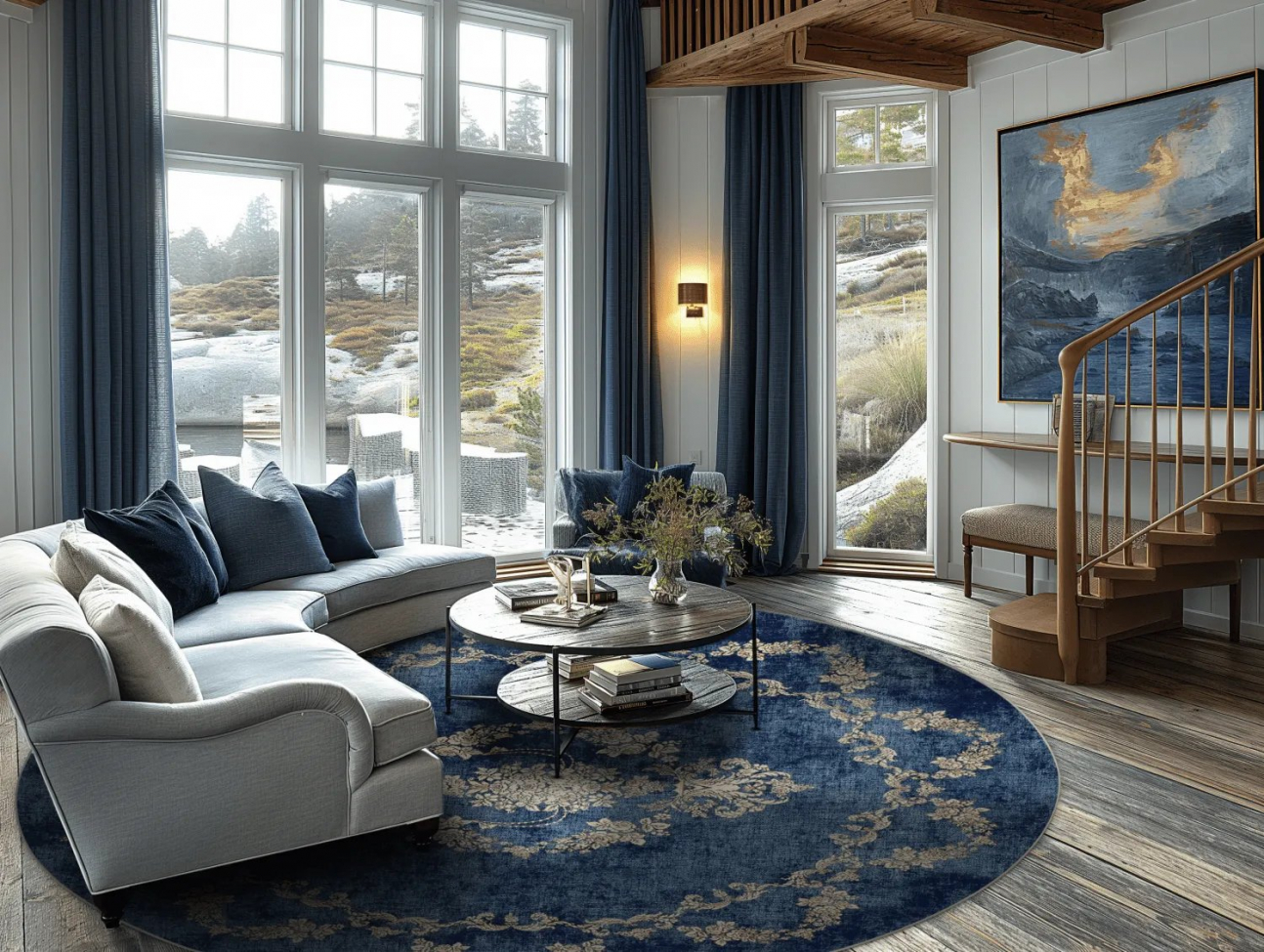 Runder Teppich 'Taknis' 120cm - Blau