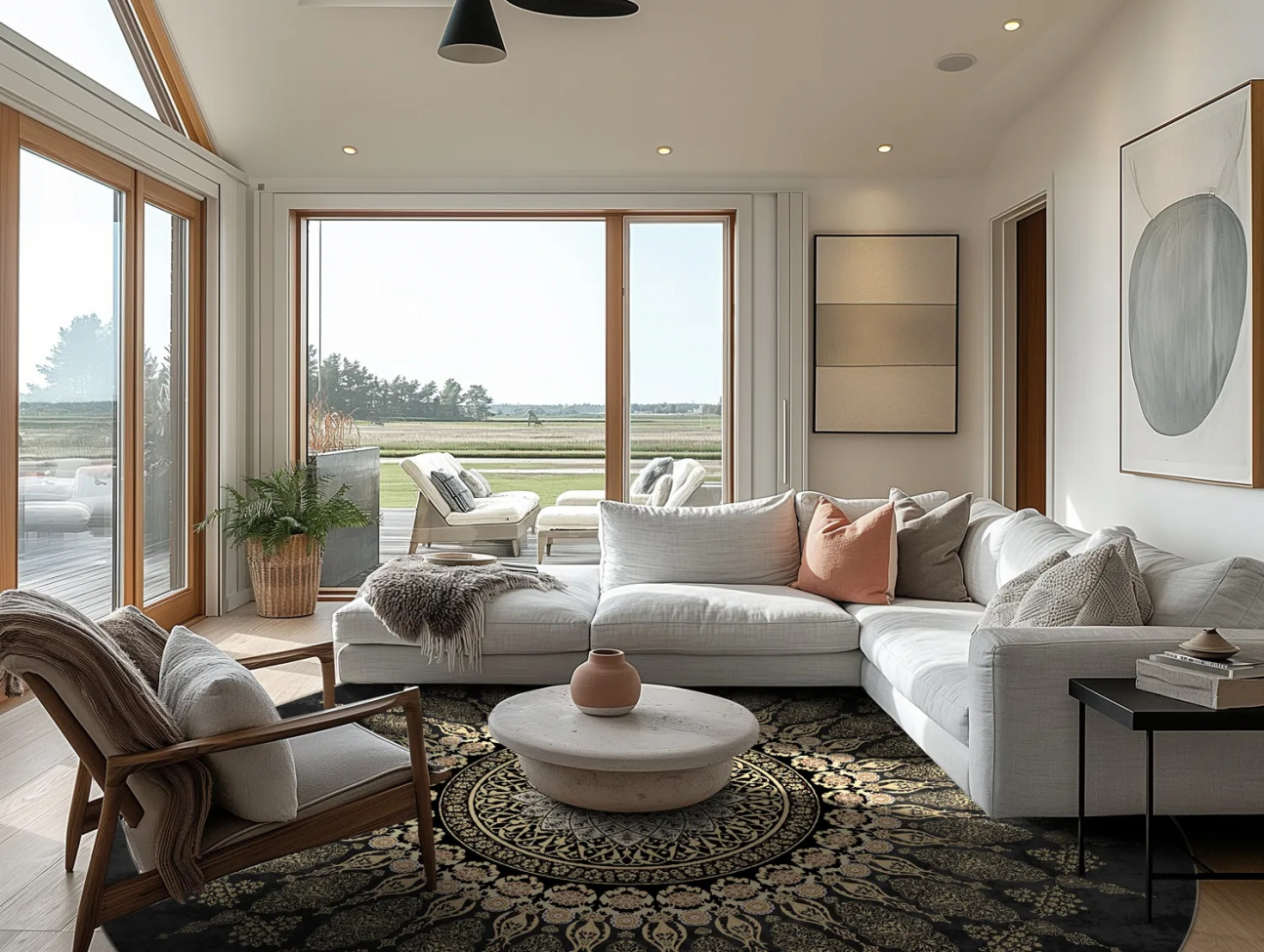 Runder Teppich 'Sandrigo' 120cm – Schwarz/Gold