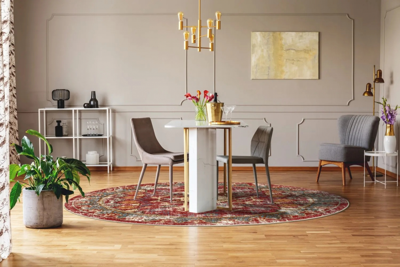 Runder Teppich 'Idri' 120cm – Rot/Mehrfarbig