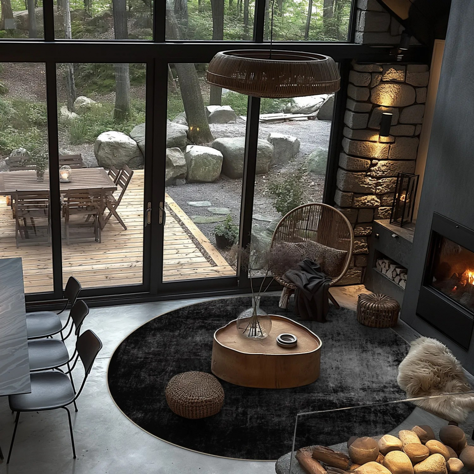 Runder Teppich 'Lynton' 160cm - Schwarz