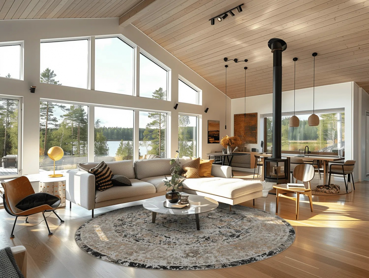 Runder Teppich 'Douz' 120cm - Schwarz/Mehrfarbig